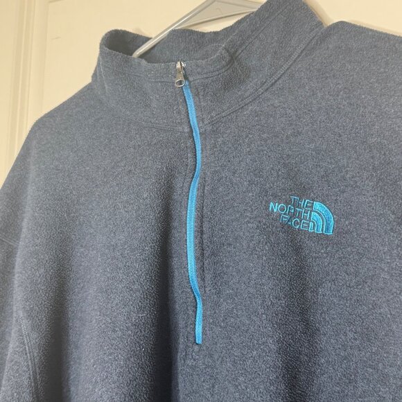 The North Face Men’s XXL Gray Blue Quarter-Zip Fleece Pullover - Picture 3 of 6